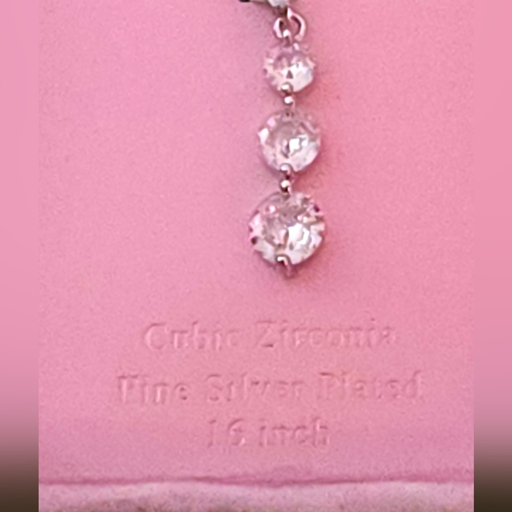 NEW! Camila Rose Cubic Zirconia Fine Silver Plated 16" Necklace and Earring Set. - Picture 8 of 12